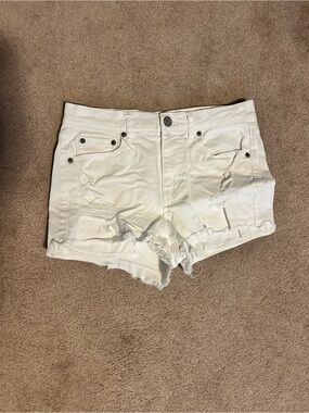 Aeropostale White Distressed Jean Shorts